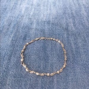 Twisted Sterling Silver Herringbone and Bead Chain Bracelet